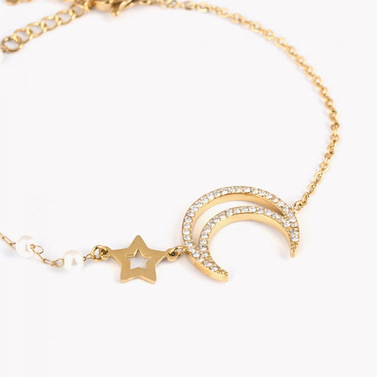 Pulseira Diamond Moon c/Zircônias em Aço