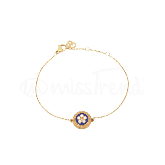 Pulseira Flor Caramujo Banho de Ouro