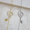 Pulseira Nossa Senhora c/Cruz com Brilhantes em Aço