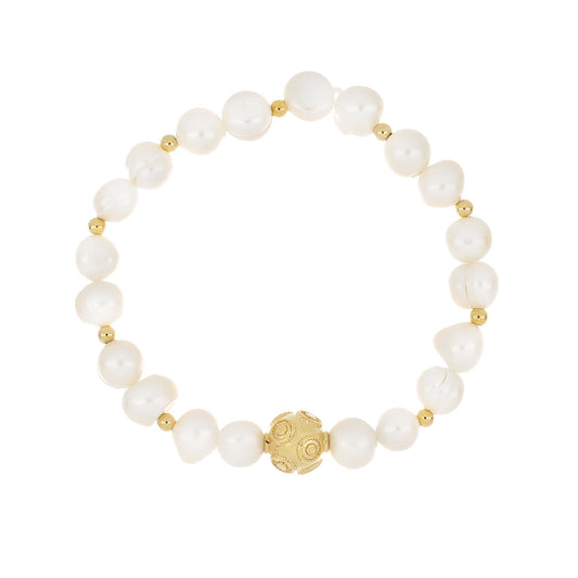 Pulseira Pérolas Conta de Viana em Banho de Ouro