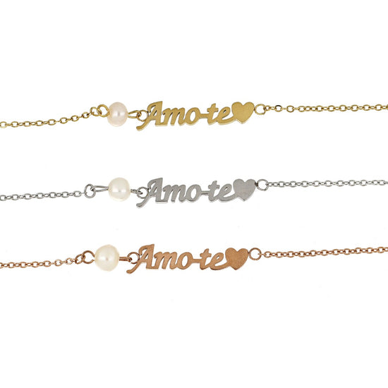 Pulseira Amo-te Pearls em Aço