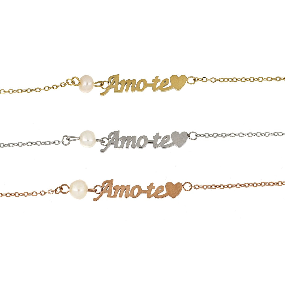 Pulseira Amo-te Pearls em Aço