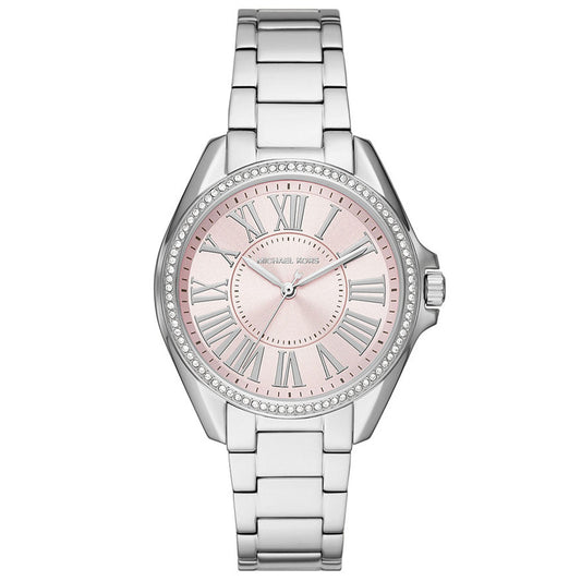 Relógio Michael Kors Kaycie Pavé Prata fundo Rosa - MK6929